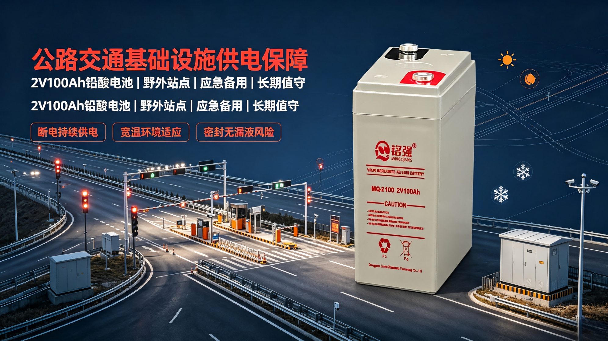 2V100Ah 铅酸电池在公路交通基础设施场景应用