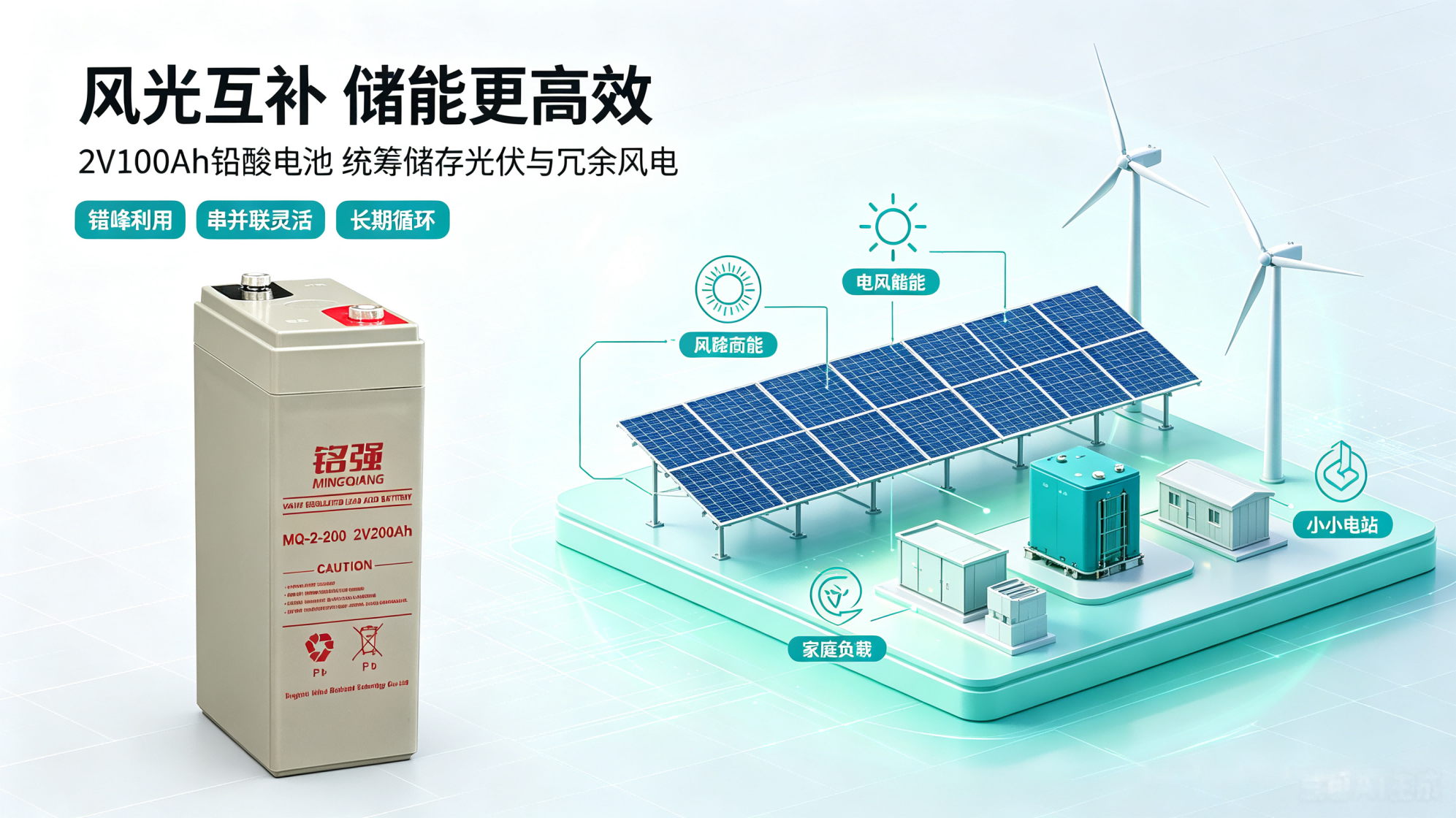 混合风光储能系统中2V100Ah铅酸电池的应用优势