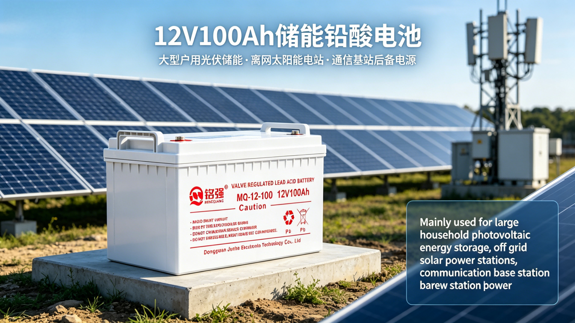 12V100Ah 是市面最主流大容量储能铅酸电池