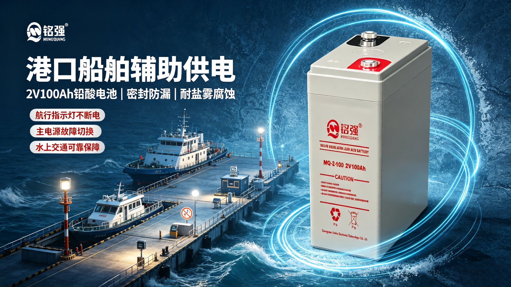 2V100Ah Lead‑Acid Battery for Auxiliary Power of Port &amp; Marine Vessels